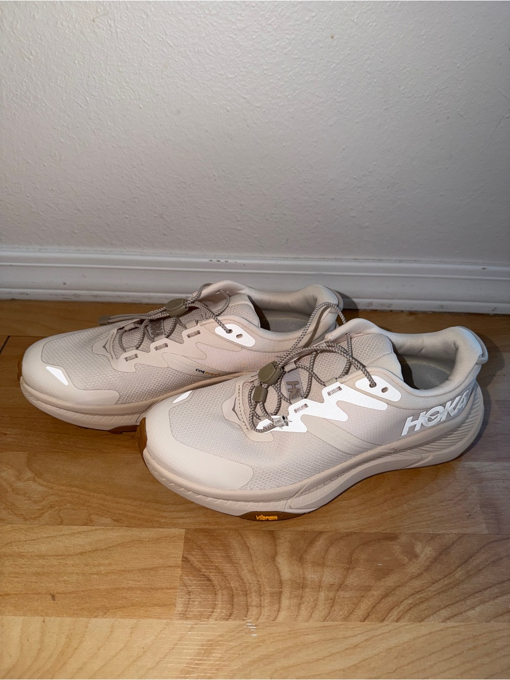Hoka Beige/Taupe Lace‑Toggle Running Shoes